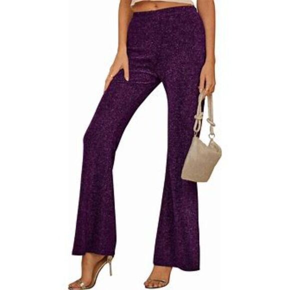 JOOSTRICOT Sparkly Metallic Thread Knit Flare Hippie/70's Pants Feminine Size S - Picture 1 of 15